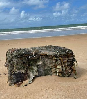Fardos de borracha voltam a aparecer no litoral sul de Alagoas