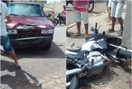 Adolescente fica ferido após colidir motocicleta com carro, em Palmeira dos Índios