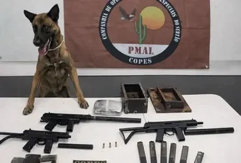 Copes apreende armas de grosso calibre e quase 2 kg de drogas em ônibus na BR-316, no Sertão de Alagoas