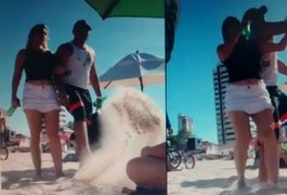 Vídeo: Casal faz gestos obscenos e causa confusão na Praia de Iracema, em Fortaleza