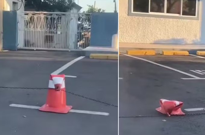 Onda de calor 'derrete' cones de trânsito no RS