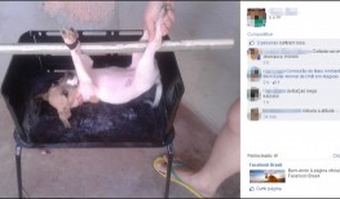 Fotos de penedense com cachorro pendurado em churrasqueira repercute nas redes sociais