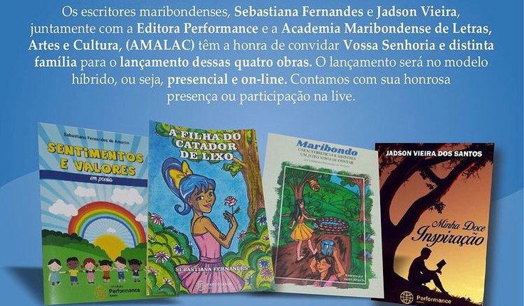 ESCRITORES MARIBONDENSES, SEBASTIANA FERNANDES E JADSON VIEIRA LANÇAM OBRAS INÉDITAS NO DIA 11 DE OUTUBRO PELA EDITORA PERFORMANCE