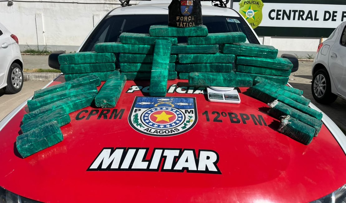 Mais de 35 kg de maconha são apreendidos pela Força Tática do 12 Bpm no São Jorge, em Maceió