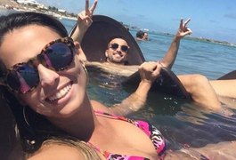 Rafael Longuine curte férias com Aline Lima, filha de Chitãozinho