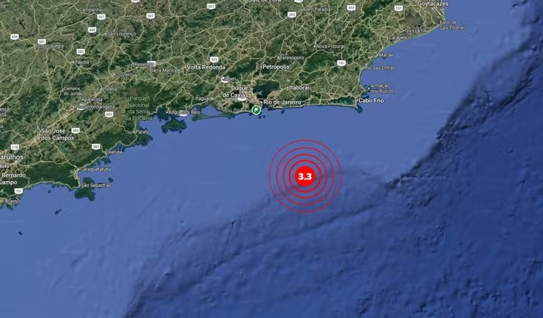 Tremor de terra de magnitude 3,3 é registrado no litoral do RJ