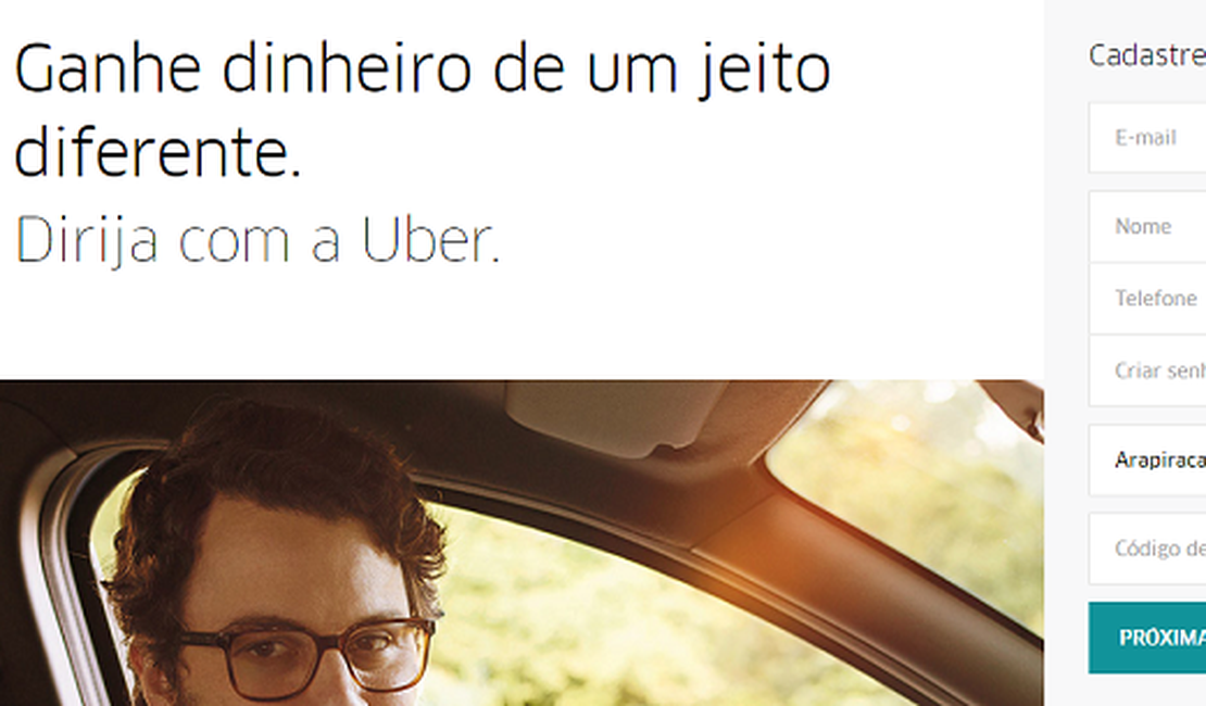 Uber inicia cadastro de motoristas em Arapiraca