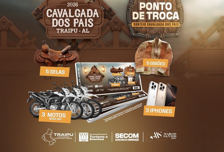 Cavalgada dos Pais 2026 vai sortear motos, iPhones e prêmios em ação solidária em Traipu