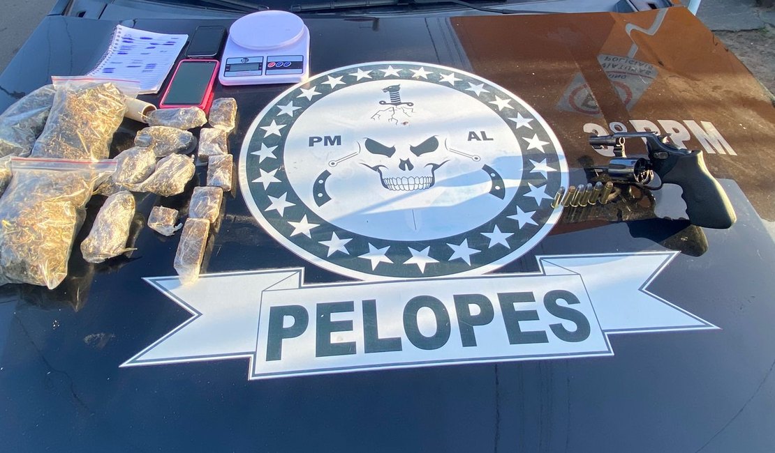 Homem é preso por posse irregular de arma de fogo e tráfico de drogas, em Arapiraca