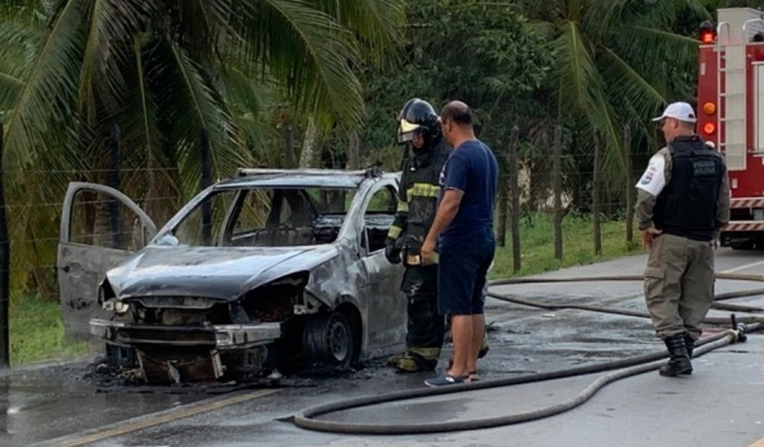 Vídeo. Veículo fica completamente destruído após pegar fogo na AL 215