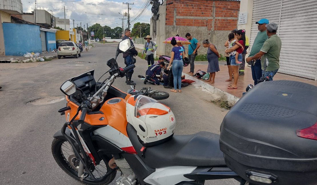 Colisão entre motos deixa 4 pessoas feridas, em Arapiraca