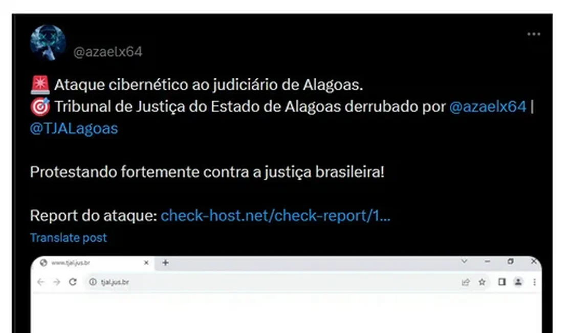 Sites do TJ e MP de Alagoas são alvos de hacker e ficam fora do ar