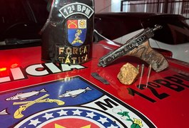 Força Tática do 12º Batalhão prende homem com arma caseira e drogas, em Maceió