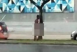 Amante da natureza? Homem pelado tenta 'fazer sexo' com árvores no meio da chuva; assista