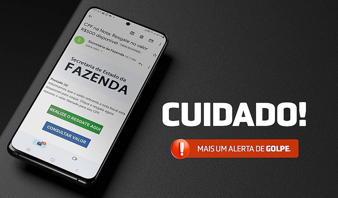 É falso que Sefaz-AL informe o resultado de premiações da NFC via e-mail