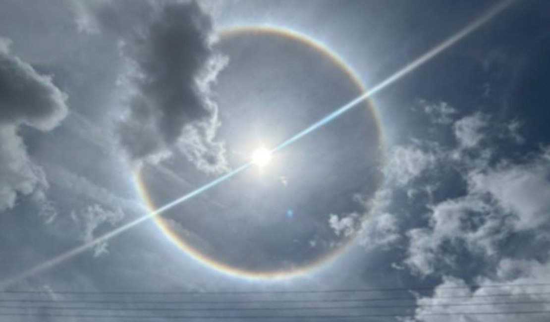 'Halo solar': Círculo colorido em torno do sol desperta curiosidade de arapiraquenses