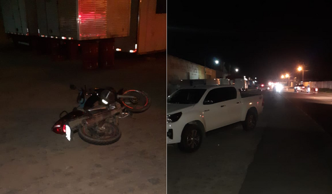 Colisão entre moto e caminhonete deixa motociclista ferido na AL-110