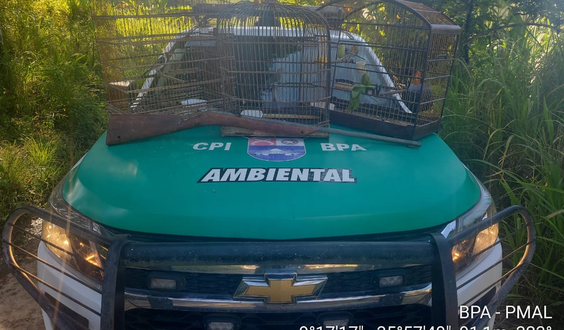 Polícia Ambiental apreende armas e resgata animais em Arapiraca e mais duas cidades alagoanas