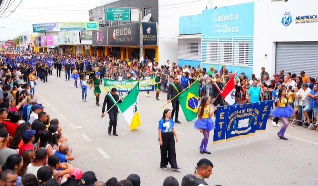 Arapiraca celebrará os 201 anos da Independência do Brasil com missa solene e desfile cívico-militar
