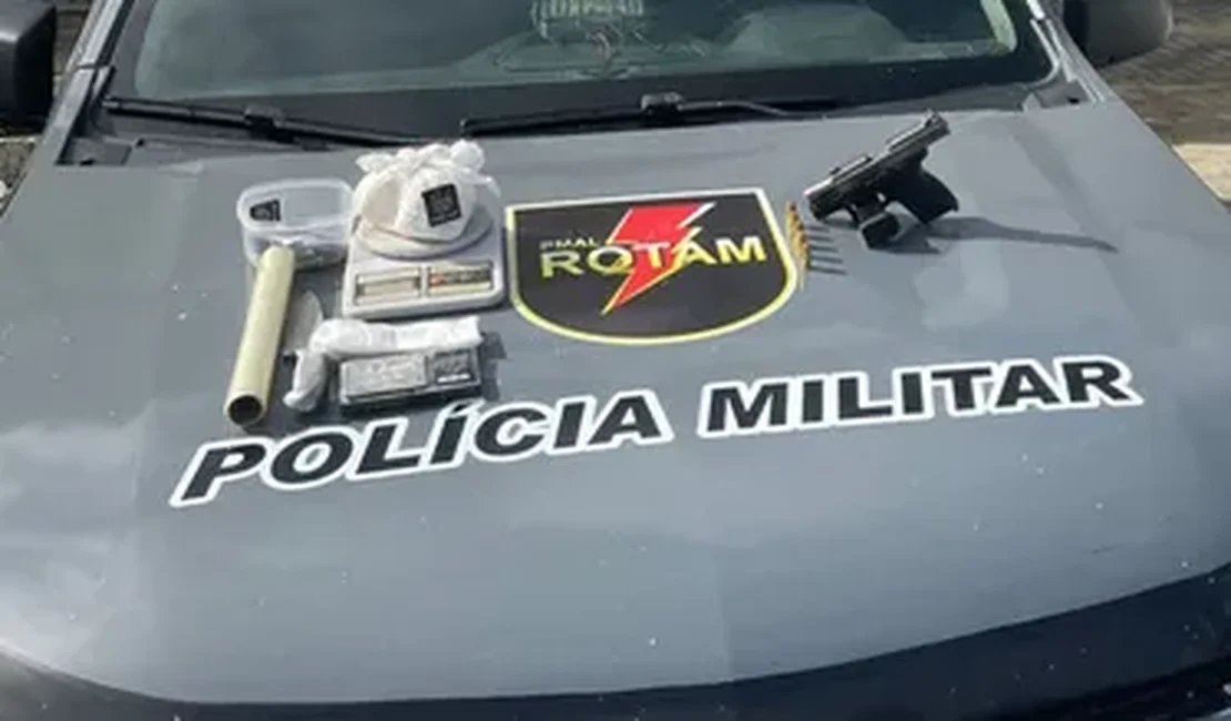 Suspeito é preso com cocaína e arma de fogo na parte alta de Maceió