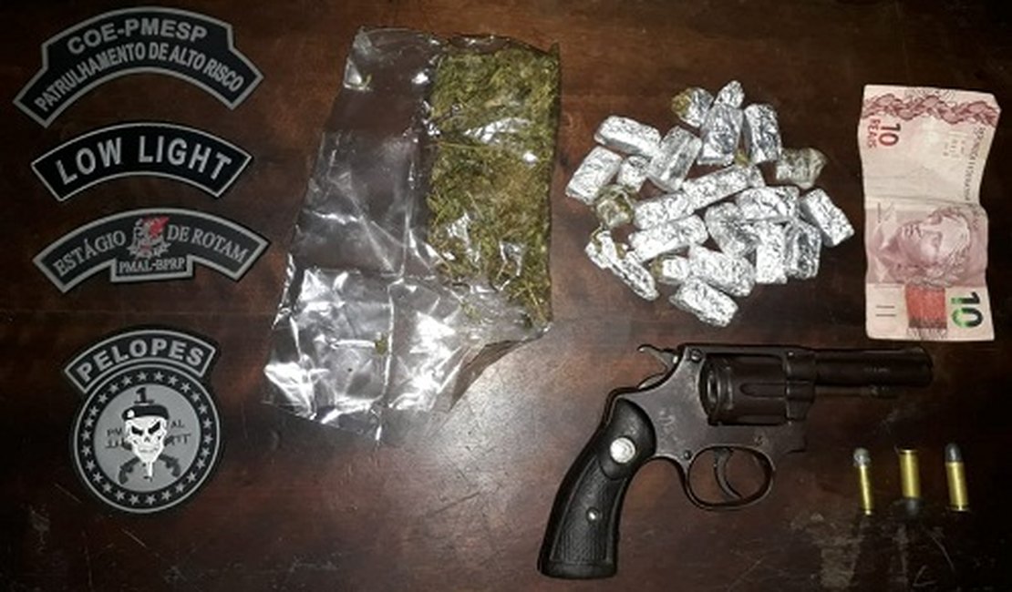 Pelopes captura homem com arma e drogas em Limoeiro de Anadia