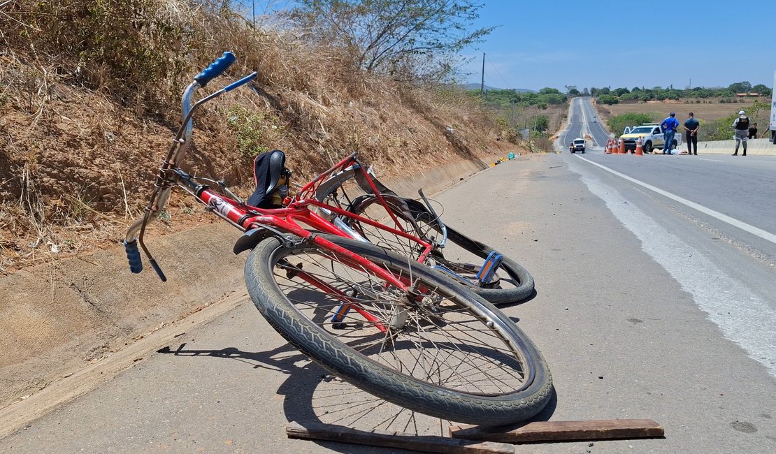 Ciclista morre após ser atropelado na AL-115, em Palmeira dos Índios