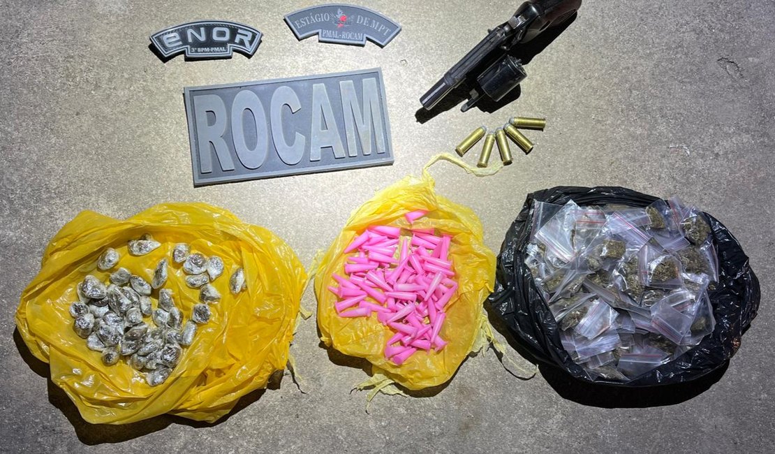 Homem é preso com arma de fogo e drogas no Conjunto Frei Damião, em Arapiraca