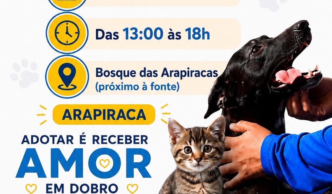Feirinha de adoção de cães e gatos acontece nos dias 25 e 26 de julho em Arapiraca