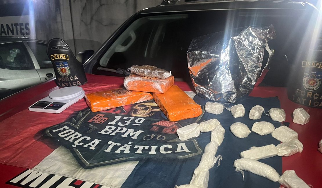 Força Tática do 13º BPM apreende drogas e balança de precisão durante ação no Jacintinho