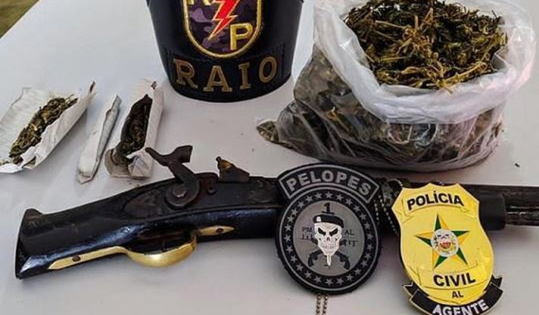 Polícia apreende maconha e arma de fabricação caseira em Santana do Ipanema