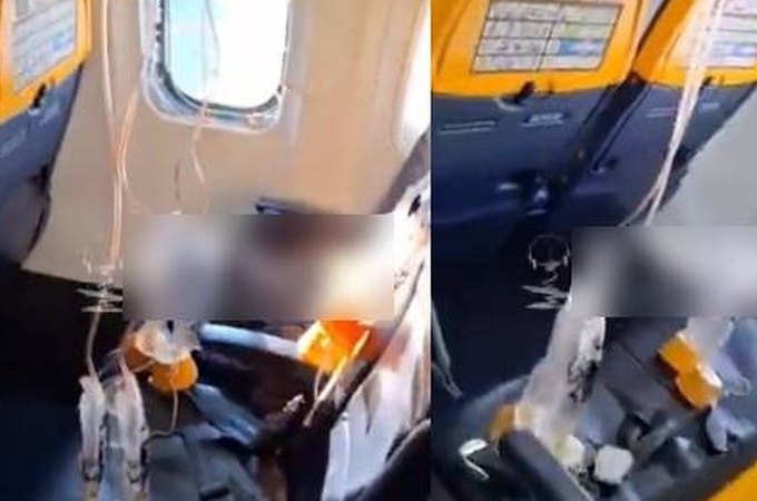 Passageiro é parcialmente sugado para fora de janela quebrada de avião durante voo