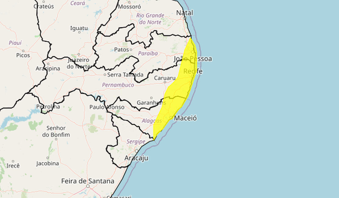 Inmet emite alerta de chuvas e ventos fortes para 47 municípios de Alagoas nesta sexta-feira (27)