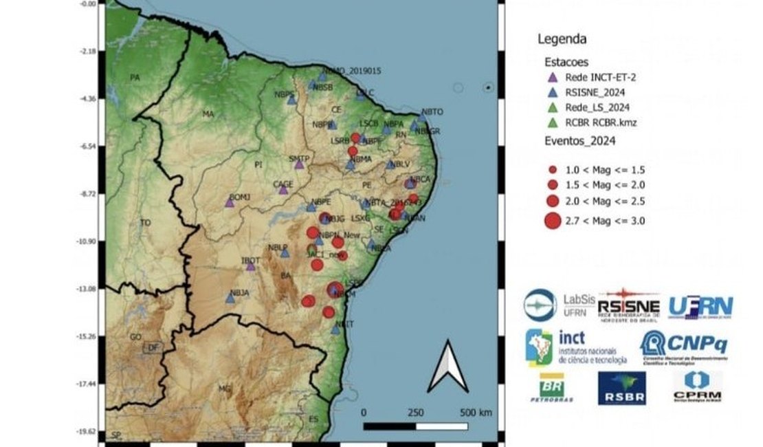 Alagoas registrou cinco abalos sísmicos apenas em fevereiro