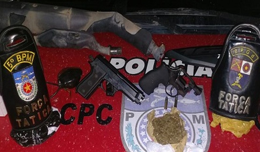 Ação conjunta resulta na prisão de suspeitos com drogas e arma de fogo em Maceió