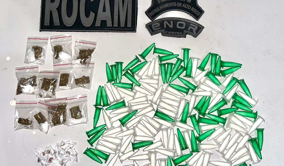 Arapiraca: Homem tenta fugir da polícia, mas é capturado e entrega comparsa, que tentou fugir porque já 'havia sido preso há 15 dias'