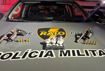 Companhia de Raio prende dois suspeitos flagrados com arma e drogas, em Fernão Velho e Satuba