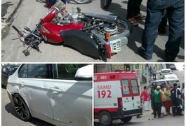 Colisão entre carro e motocicleta deixa jovem ferida em Arapiraca