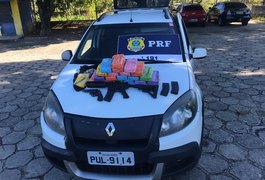 PRF prende homem com fuzil e pasta base de cocaína na BR 316 em Alagoas.