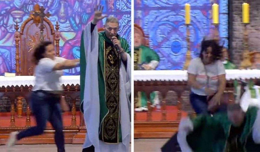 Vídeo. Padre Marcelo Rossi é empurrado e cai de altar durante missa