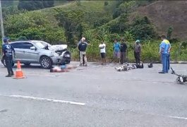 Acidente entre moto e carro na BR-104, em União, deixa condutor morto e pessoa gravemente ferida