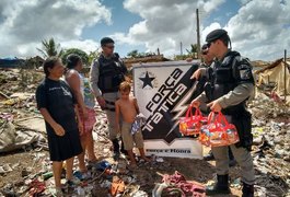 3º BPM realiza doações de cestas básicas no bairro Mangabeiras, em Arapiraca