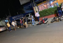 Motorista em alta velocidade arrasta motocicletas e colide em automóvel no bairro Eldorado