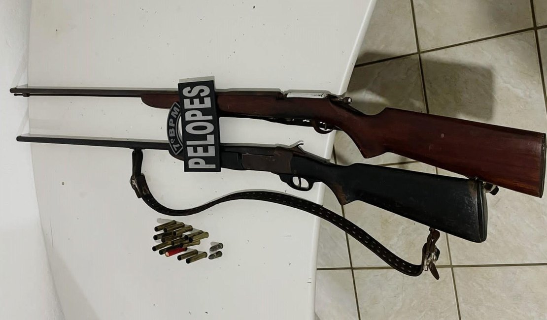 Ações operacionais da PM apreendem armas de fogo e recuperam veículo, em Alagoas