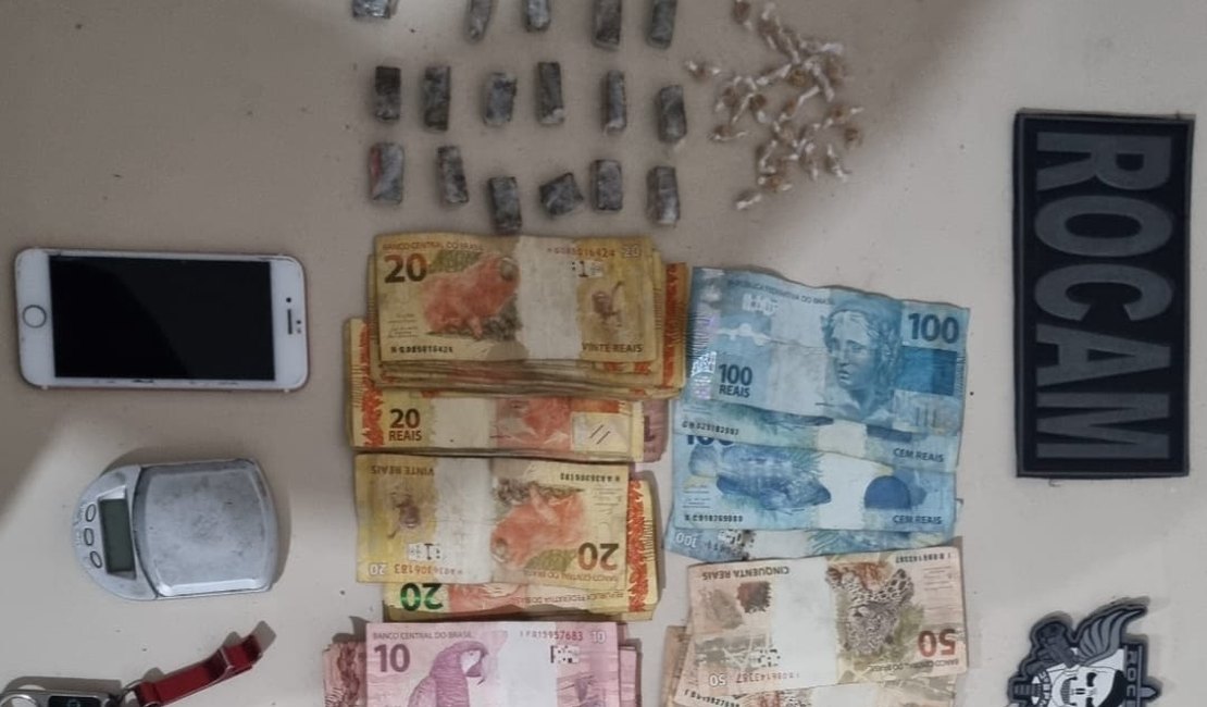 Casal envolvido com tráfico de drogas é preso no Mercado Público de Arapiraca com quase R$ 3 mil