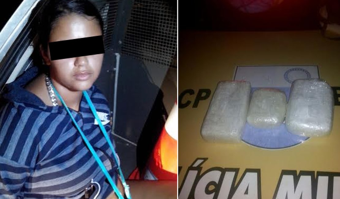 Adolescente é apreendida com 2,8kg de cocaína dentro de ônibus
