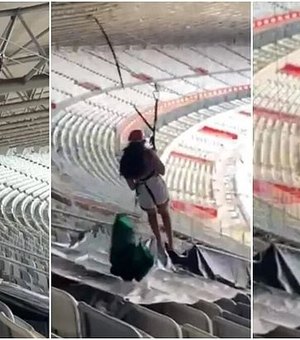 Vídeo. Adolescente cai após cabo se soltar em tirolesa no estádio do Mineirão