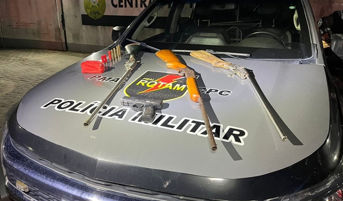 ROTAM apreende armas de grosso calibre e simulacro na cidade do Pilar