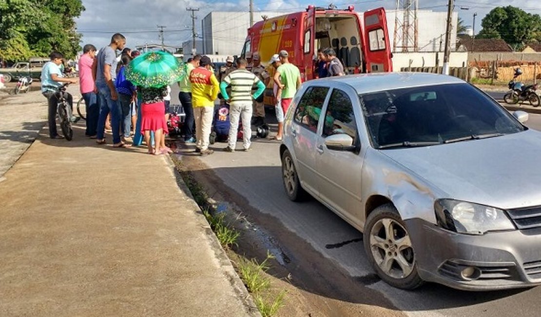 Colisão envolvendo carro e moto deixa motociclista ferido em Arapiraca