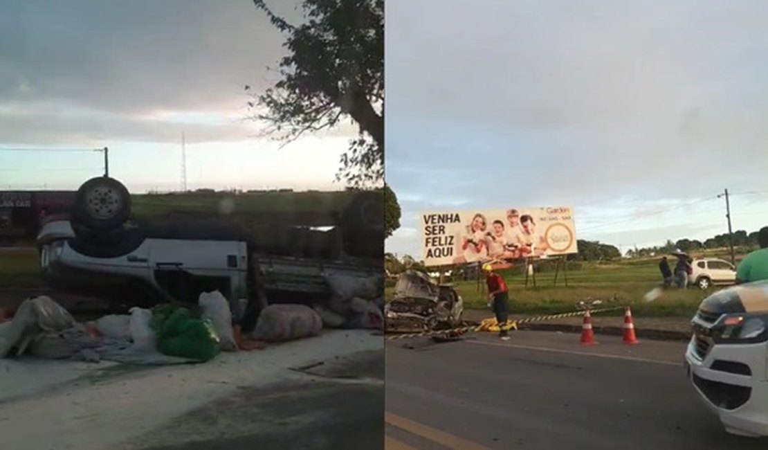 Vídeo. Colisão frontal entre carro e caminhão deixa um morto e dois feridos na BR 316, em Pilar