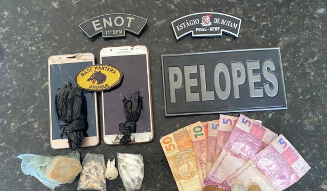 Casal é preso por tráfico ao ser flagrado com crack e cocaína, em Penedo